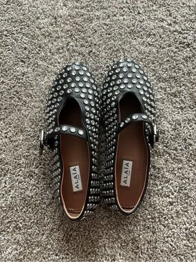 Alaia Black Studded Mary Jane Shoes